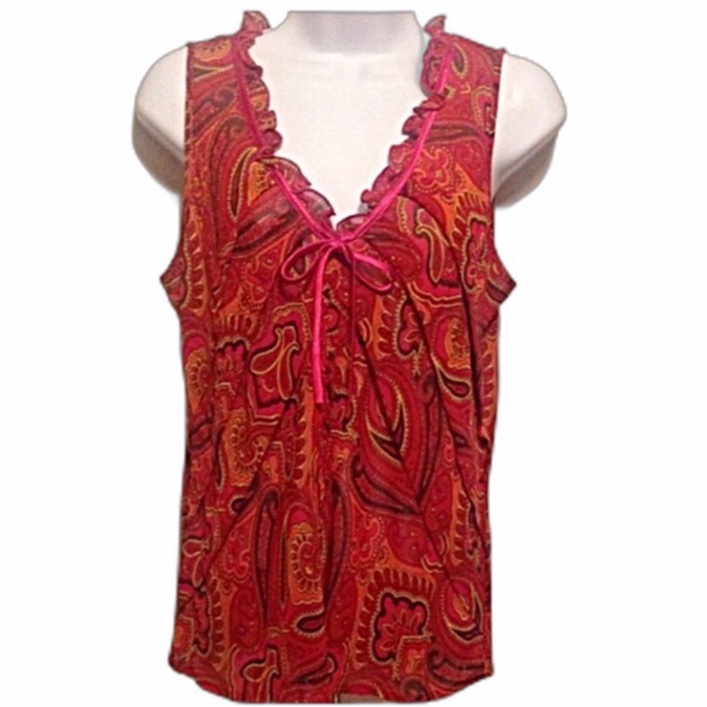 Liz Claiborne V Neck Paisley Top